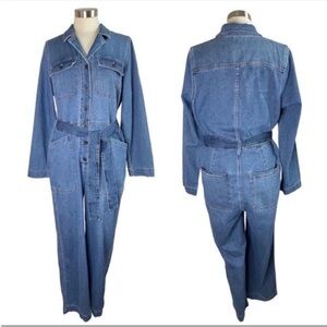 MADEWELL NWT Claireville Denim Tie-Waist Jumpsuit size L